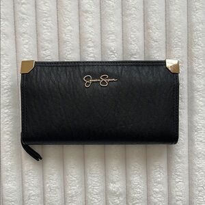 Jessica Simpson Black and Gold Textured Wallet
